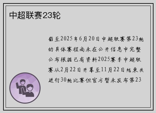 中超联赛23轮